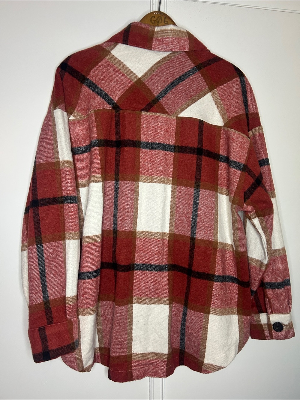 Zenana Plaid Shacket Oversized Button Front Shacket - Picture 8 of 8